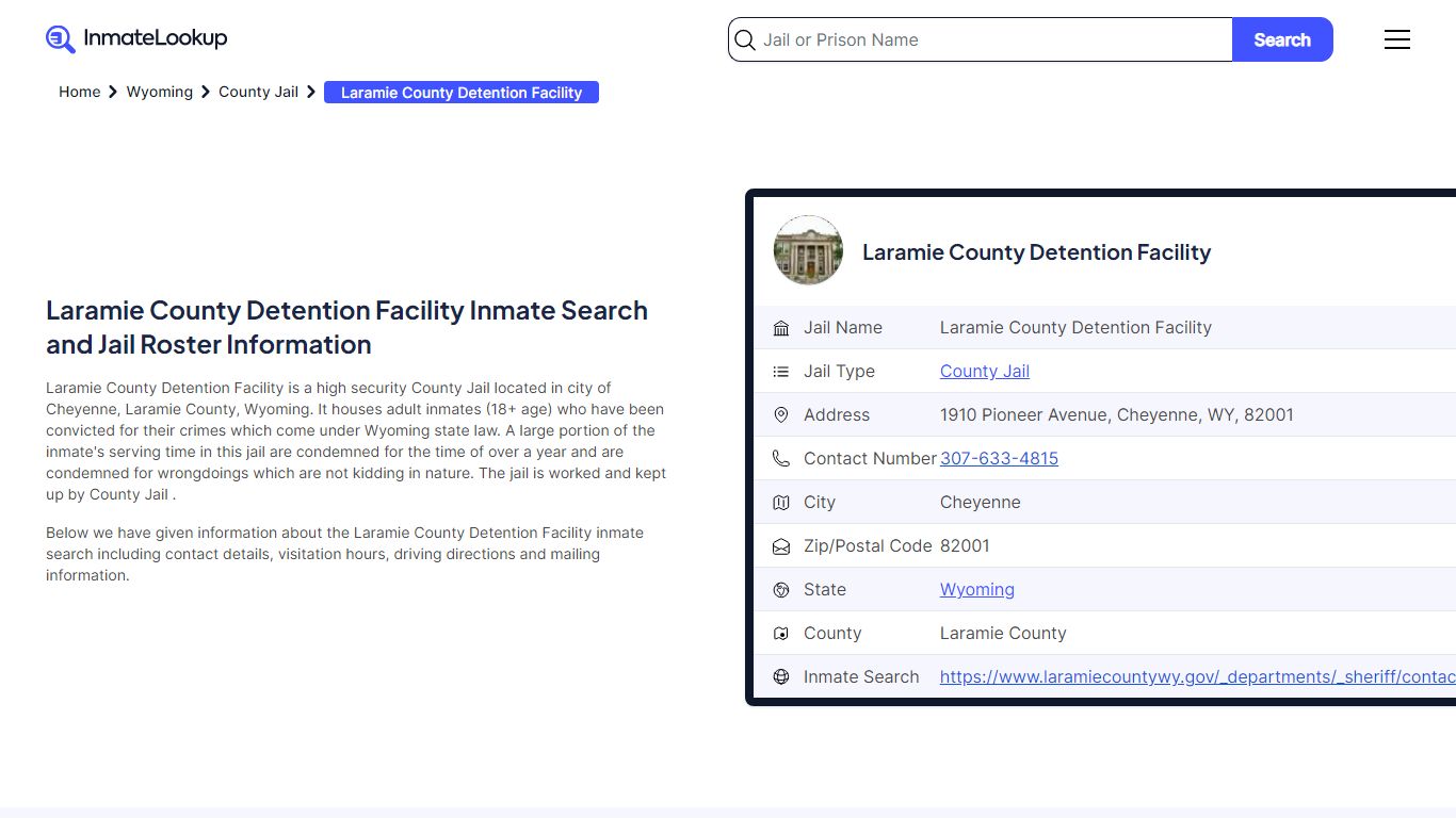 Laramie County Detention Facility Inmate Search, Jail Roster, Bookings ...