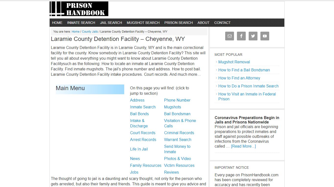 Laramie County Detention Facility – Cheyenne, WY - Prison Handbook